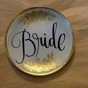 Bride white and gold small plate